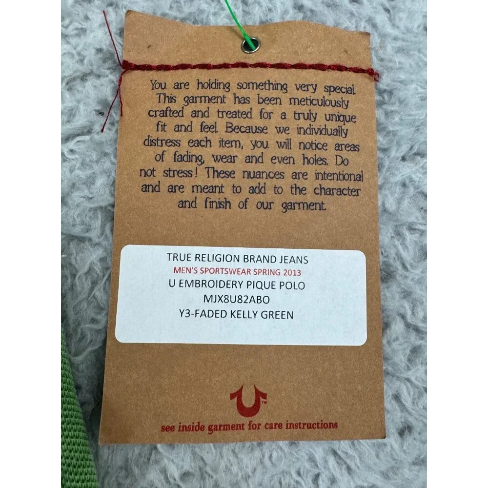 True Religion Mens Sportswear Spring 2013 Embroidery Pique Polo Shirt Green - Picture 7 of 11